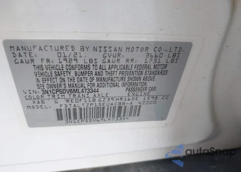 2021 Nissan Kicks Sr Xtronic Cvt from USA, damaged, VIN 3N1CP5DV6ML473344